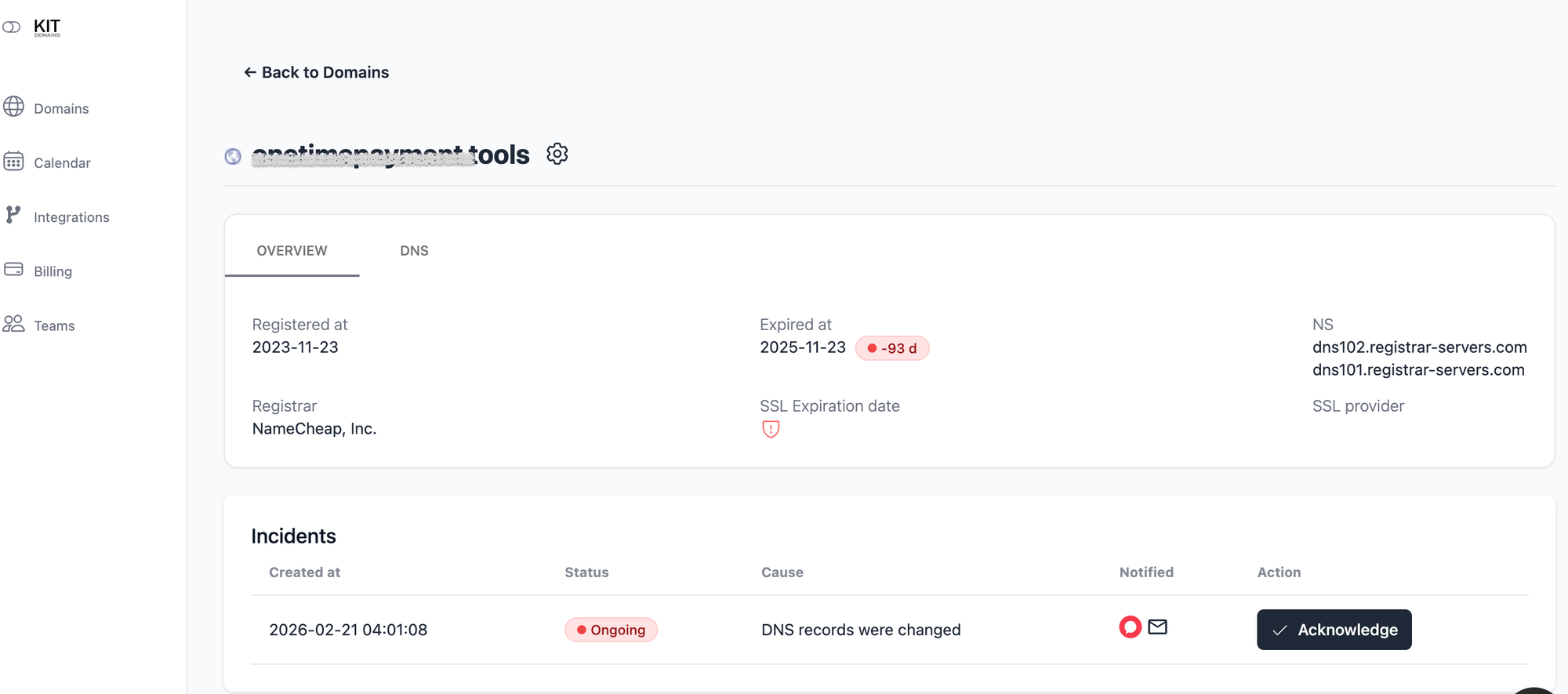 Real-time DNS integrity monitoring tracking MX and NS record changes to prevent email downtime